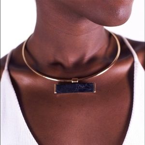 Modern Gray Marbled Stone Choker- N1177B